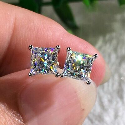 #ad Simple 925 Silver Stud Earrings for Women Cubic Zirconia Wedding Jewelry Gifts C $3.06