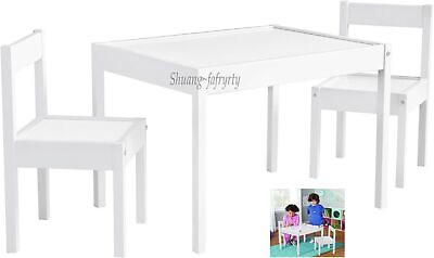 #ad Kids Table and Chairs Set Wooden Preschoolers Children#x27;s Table with 2 Chairs Set $31.56