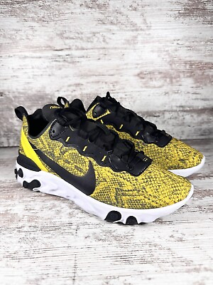 #ad Women#x27;s Nike React Element 55 Yellow #x27;Snakeskin#x27; Running Shoes Sz 7.5. Athletic $45.00