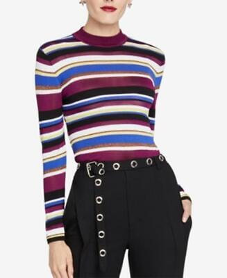 #ad Rachel Roy Sweater Royal Cutout Stripes Multicolor Sz XS NEW NWT $26.70