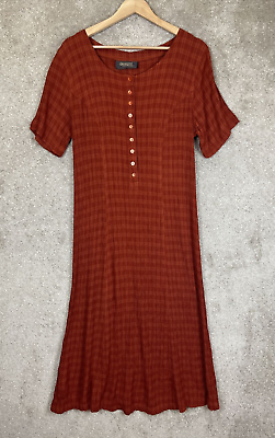 #ad Designs Lane Bryant Vintage Dress Womens 20 Orange Short Sleeve Button 9467* $24.99