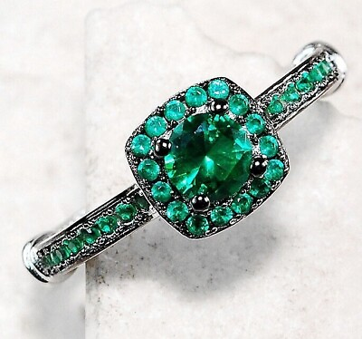 #ad Natural 1CT Emerald Quartz 925 Solid Sterling Silver Ring Jewelry Sz 6789 MR1 $33.99