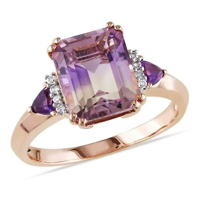 #ad 18K Rose Gold Plated Created Pink Emerald CZ Princess Cut Pink Amethyst Elements $8.99