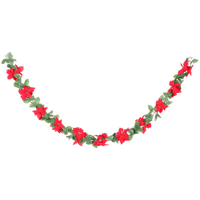 #ad Artificial Poinsettia Vine Christmas Garland with Green Leaves 170cm NA $10.28