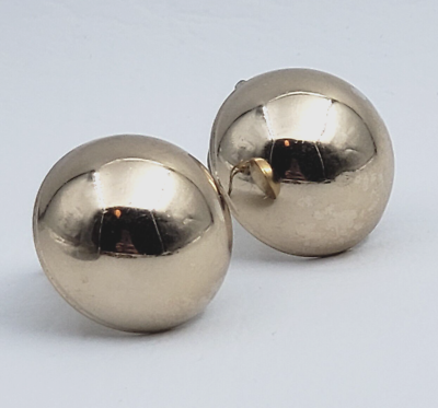 #ad Vintage Whiting amp; Davis Gold Domed studs Metal Clip On Earring .75quot; Half sphere $17.32