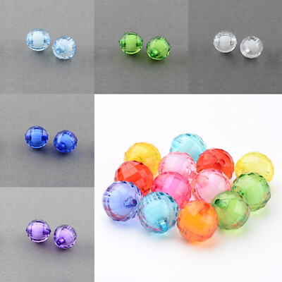 #ad 20Pcs 20mm Bead in Bead Chunky Bubblegum Transparent Acrylic Faceted Round Beads $7.07