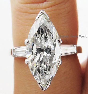 #ad 4 Ct Marquis Cut Colorless Moissanite Solitaire Engagement Ring 14K White Gold $424.99