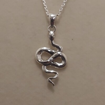 #ad 925 Sterling Silver Snake pendant 18 inch Forz D C Sterling Silver necklace $15.99