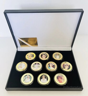 #ad Princess DIANA 10pc Coin Set Gold Plated Commemorative People’s princess Bundle $75.68