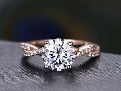 #ad 2.5ct Round Cut Lab Created Engagement Ring Twisted Promise 14k Rose Gold Plated $97.99