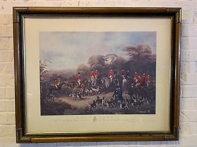 #ad Antique English The Bury Hunt Aquatint Engraving Framed $399.00