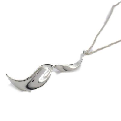 #ad TIFFANYamp;CO. Authentic Necklace Twist Drop Pendant Silver Round Link Chain 40cm $244.74