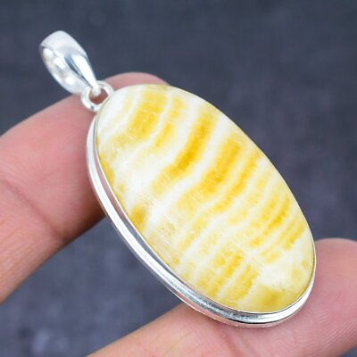 #ad Natural Yellow Septarian Handmade 925 Sterling Silver Pendant 2.17quot; Gift I912 $9.99