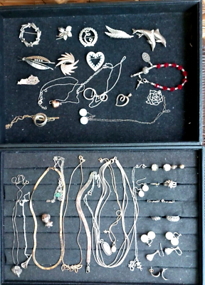 #ad Lot Sterling 925 Jewelry Wearable 183.3 mg Bracelets Rings Broch Necklace 37 pcs $164.00