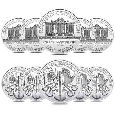 #ad Lot of 10 2024 1 oz Austrian Silver Philharmonic Coin BU $297.15