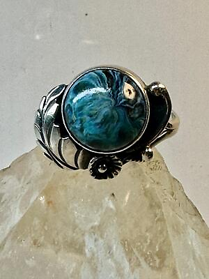 #ad Navajo ring mystery blue stone size 6 sterling silver leaves or feathers women g $68.00