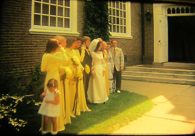 #ad Vtg 35mm 1974 Color Photo Slide Wedding Party Dress Groom Bride Parents style $4.70
