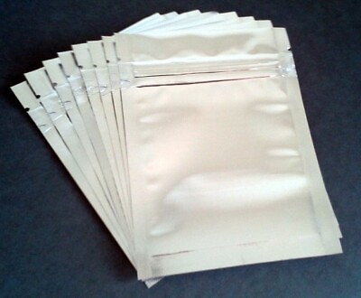 #ad 25 Pack Silver Zipper Mylar Bags 3.5x5 Fresh Airtight Pouch Storage Saver Bag $6.99