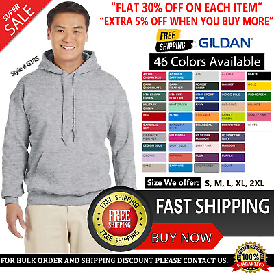 #ad Gildan Adult Heavy Blend 50 50 Long Sleeves Pullover Hooded Sweatshirt G185 $25.04