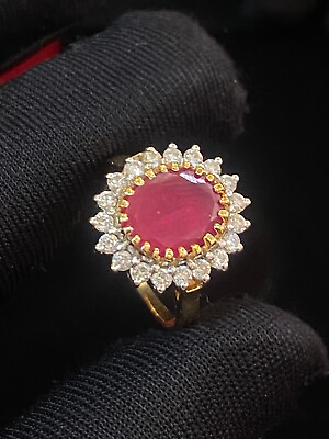 #ad Classy 7.42 Cts Round Brilliant Diamonds Centered Ruby Cocktail Ring In 18K Gold $2693.76