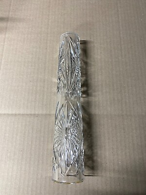 #ad VINTAGE 11 5 8” IN CRYSTAL CUT GLASS LAMP CHANDELIER COLUMN SPACER USED PART $49.00