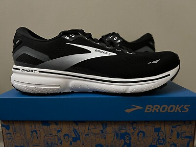 #ad Men#x27;s Brooks Ghost 15 Black Pearl White 110393 1D 012 Size 9 12 NEW IN BOX $79.99