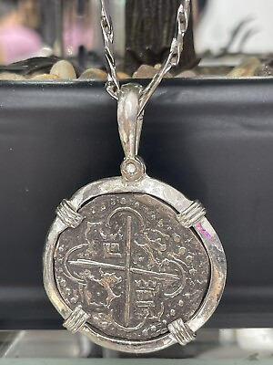#ad Replica ATOCHA Solid Silver Coin Large Pendant Handmade From Atocha Silver Bar $350.00