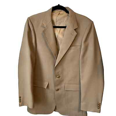 #ad Montgomery Ward The Jacket Men Quality 2 Buttons Blazer Size 38L Pocket Beige $28.00