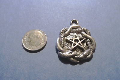 #ad Dozen Pewter Pentagram Pentacle Wiccan With Snakes Pendants $15.00