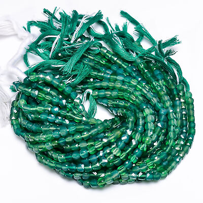 #ad Green Onyx Shaded Gemstone Box Shape Faceted Beads 5 mm Strand 8quot; XY 323 $11.14