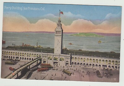 #ad Ferry Building San Francisco CA Pre Linen Postcard $1.99