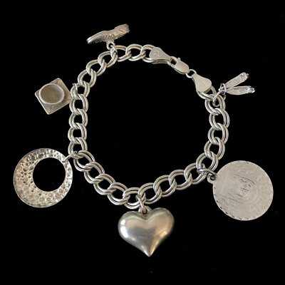 #ad 18.5g Vintage 925 Sterling Silver 6 Charms Pendants Bracelet marked #x27;ITALY 925#x27; $33.97