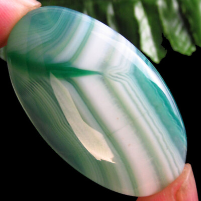 #ad D19178 Green White Onyx Agate Oval Cab Cabochon 42x24x7mm $10.78