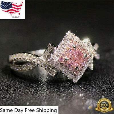 #ad Elegant Silver Plated Jewelry Pink Sapphire Women Wedding Size 6 10 Simulated $3.85