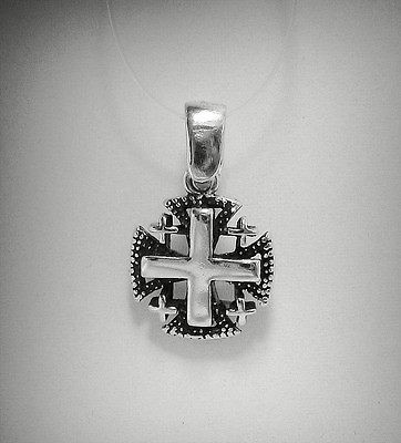 #ad Genuine Sterling Silver Pendant Jerusalem Cross Solid Hallmarked 925 Handmade $19.20