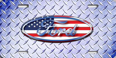 #ad Ford American Flag Blue Diamond Plate Car Truck License Plate $16.99