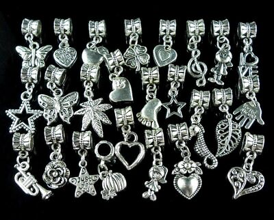 #ad Wholesale 25style Mix Lots Tibetan Silver Dangle Charms Fit Charm Bracelet ZY03 $9.94