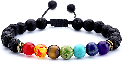 #ad Men Women 8Mm Lava Rock Beads Chakra Bracelet Braided Rope Natural Stone Yoga Br $3.99