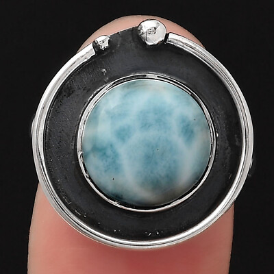 #ad Natural Larimar Dominican Republic 925 Sterling Silver Ring s.7 Jewelry R 1168 $12.99