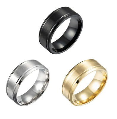 #ad Men Black Stainless Titanium Color Ring Wedding Lover Couple Rings Women 8 13 $4.75