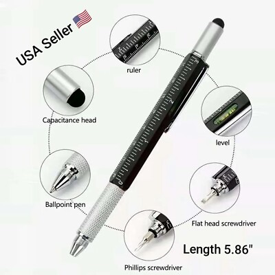 #ad 7 in 1 Multifunction Ballpoint Pen with Modern Handheld Tool Measure Technical $5.49