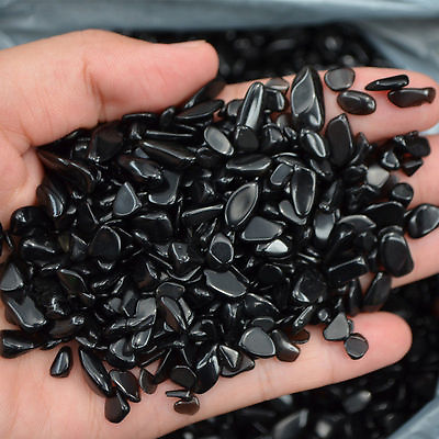 #ad 100g Natural Black Obsidian Quartz Crystal Mini Stone Rock Chips Energy Healing $9.99