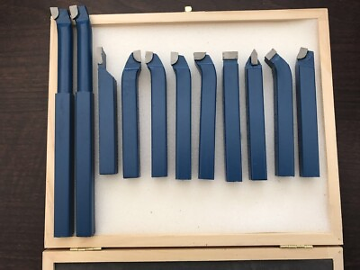 #ad 11pcs 8*8mm Mini Lathe Tool Set Carbide Tip Metal Cutting Turning Tool Bit Blue C $66.69