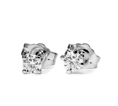 #ad 0.70 Carat D VS2 Lab Created Diamond Stud Earrings Round Cut 18K White Gold $630.00