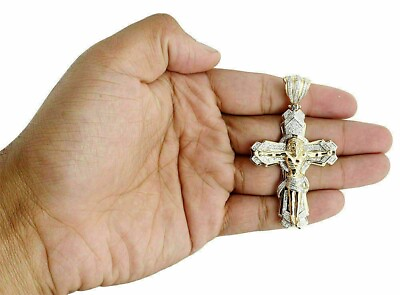 #ad 3.00 Ct Round Diamond Jesus Cross Crucifix Pendant Charm 14k Yellow Gold Over $58.65