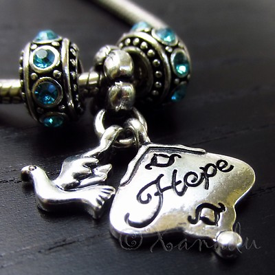 #ad Hope Dove European Charm Pendant With Birthstones For Large Hole Bracelets $9.99