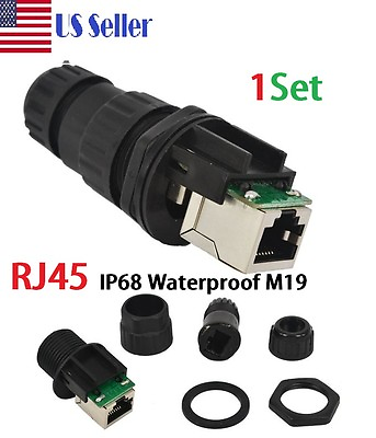 #ad Waterproof IP68 Ethernet RJ45 Panel Mount Pass Through Connector Socket CAT5 6E $12.00