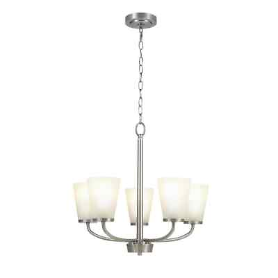 #ad Hampton Bay Helena 21quot; 5 Light Brushed Nickel Chandelier w Frosted Glass Shades $64.95