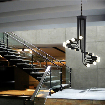 #ad #ad Vintage Chandelier Lighting Stair Pendant Light Black Lamp Kitchen Ceiling Light AU $519.57