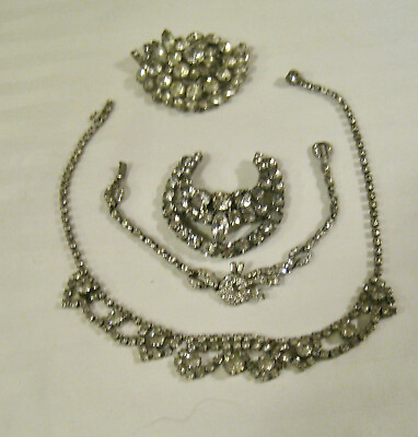 #ad 4 1ST ½ 20TH C. QUALITY RHINESTONE BROOCHES 2 NECKLACE BRACELET: “WEISS” BRIL $20.00